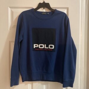 Polo Ralph Lauren Royal Blue/Black Box Crewneck Sweatshirt, Size Small
